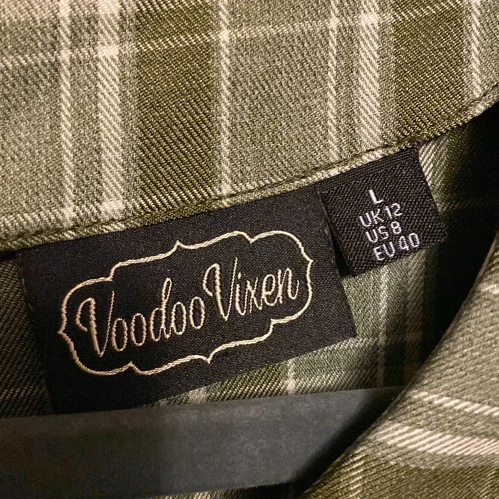 Voodoo Vixen Olive Plaid Dress - Picture 2 of 7